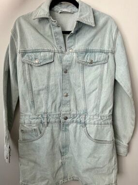 BNWOT ZARA Denim Dress Long Sleeve Snaps Small